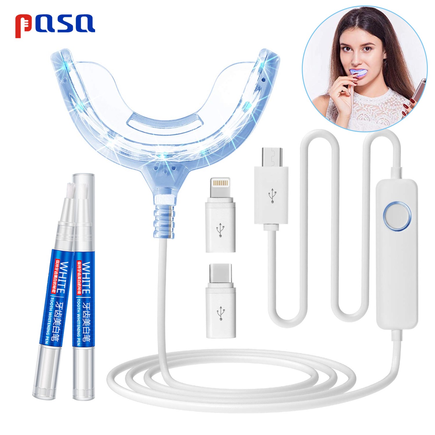 Teeth Whitening Home Kit - Przenośny zestaw do wybielania zębów z